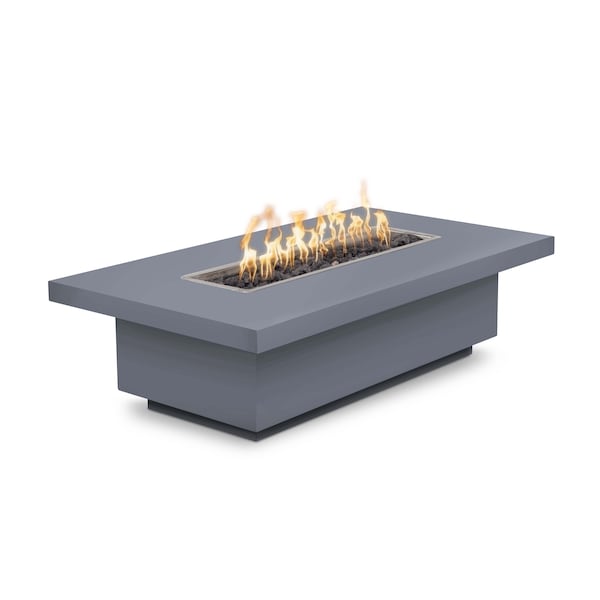 The Outdoor Plus 84 Rectangular Fremont Fire Table, Powder Coated Metal, Gray, Natural Gas - OPT-FRMPC8415E12V-GRY-NG