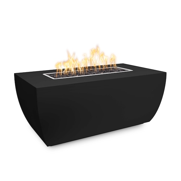 The Outdoor Plus 84 Rectangular Avalon Fire Pit, Powder Coated Metal, Black, Liquid Propane - OPT-AVLPC8424E12V-BLK-LP