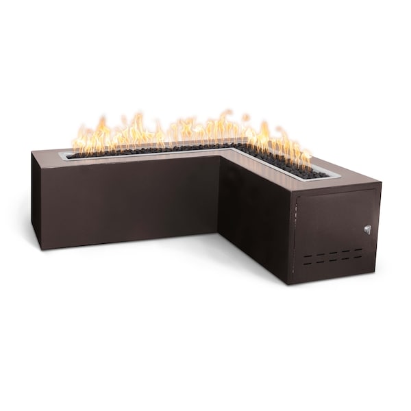 The Outdoor Plus 48 L-Shaped Whitney Fire Table, Powder Coated Metal, Java, Play Electronic Ignition, Liquid Propane - OPT-WHTPC48EKIT-JAV-LP