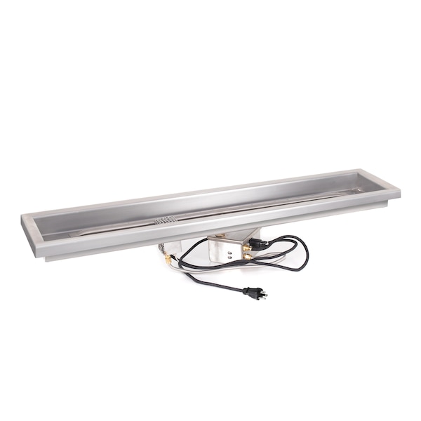 The Outdoor Plus 30 x 12 Rectangular Rasied Lip Drop-in Pan & 24 x 6 Stainless Steel 'H' Burner - Match Lit - OPT-RLRCT3012