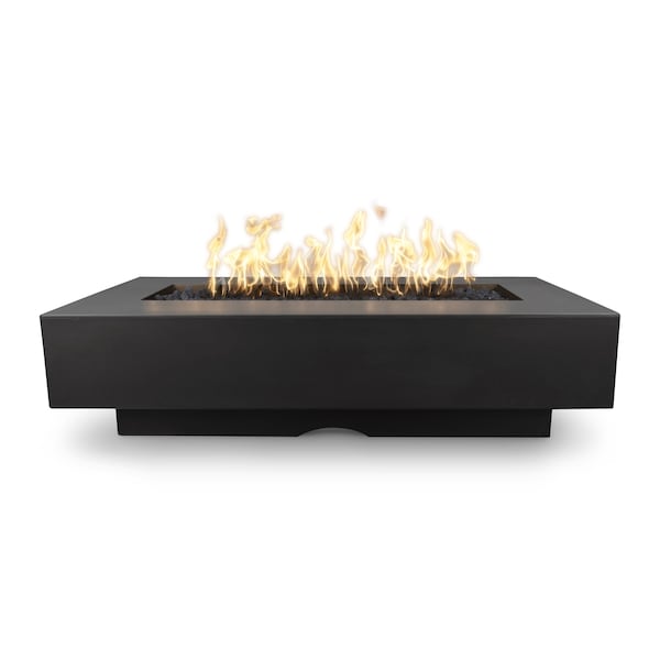 The Outdoor Plus 84 Rectangular Del Mar Fire Pit, GFRC Concrete, Black, Plug & Play Electronic Ignition, Liquid Propane - OPT-DEL8428EKIT-BLK-LP
