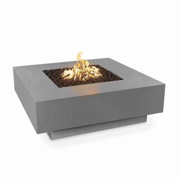 The Outdoor Plus 48 Square Cabo Fire Pit, Powder Coated Metal, Silver Vein, Plug & Play Electronic Ignition, Natural Gas - OPT-CBSQ48PCEKIT-SLV-NG