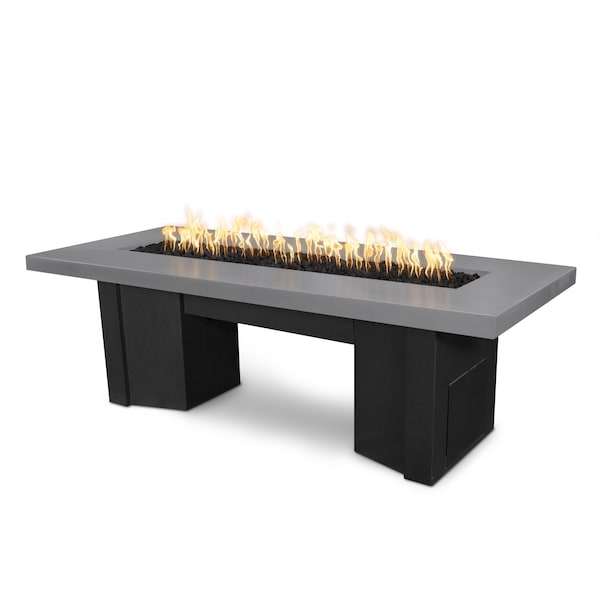 The Outdoor Plus 78 Alameda Fire Table Smooth Concrete, Match Lit w/Flame Sense Sys., Natrual Gray Conc. Top, Nat. Gas - OPT-ALMGFRC78FSML-NGY-BLK-NG