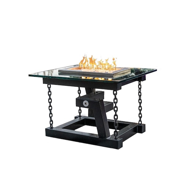 The Outdoor Plus 66 Rectangular Newton Fire Table - Powder Coated Metal - Silver Vein - Liquid Propane - OPT-NWT266-SLV-LP
