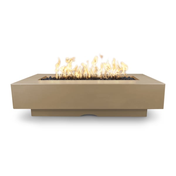 The Outdoor Plus 48 Rectangular Del Mar Fire Pit, GFRC Concrete, Brown, Spark Ignition with Flame Sense, Liquid Propane - OPT-CORGFRC48FSEN-BRN-LP