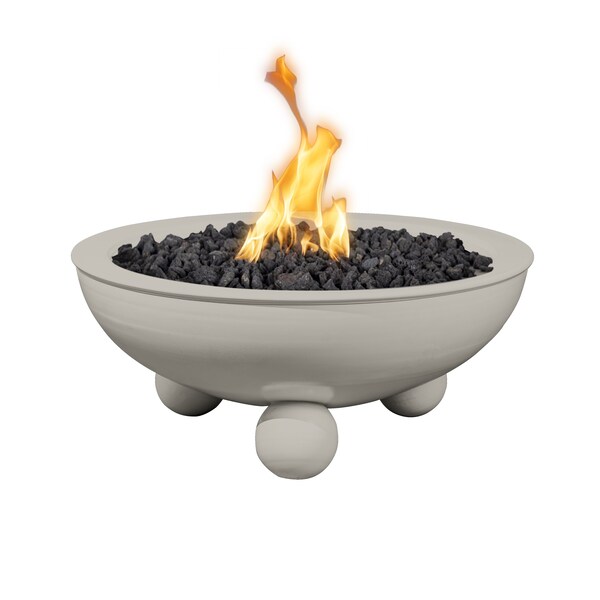 The Outdoor Plus 36 Round Sedona Fire Bowl - Powder Coated Metal - Pewter - Match Lit - Liquid Propane - OPT-36RPCRLFO-PEW-LP