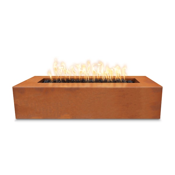 The Outdoor Plus 48 Rectangular Regal Fire Pit - Corten Steel - Spark Ignition with Flame Sense - Liquid Propane - OPT-RGLCS48FSEN-LP