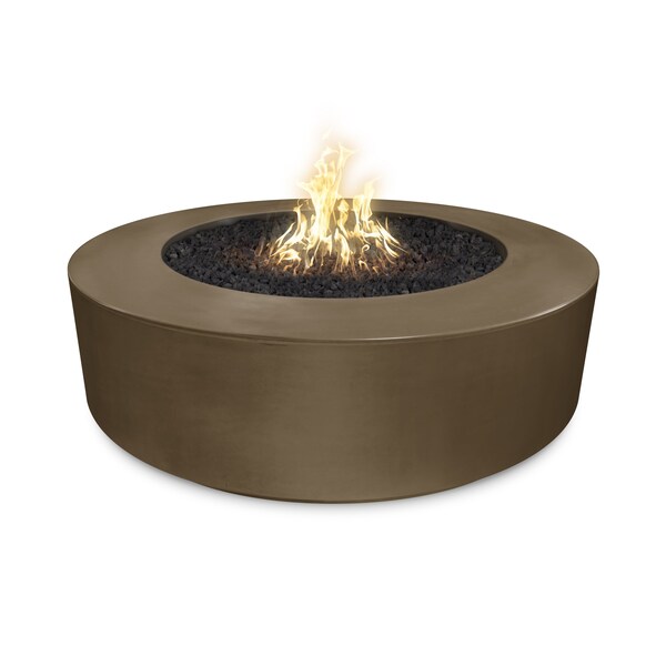 The Outdoor Plus 72 Round Florence Fire Pit - GFRC Concrete - Chocolate - Match Lit - Natural Gas - OPT-FL72-CHC-NG