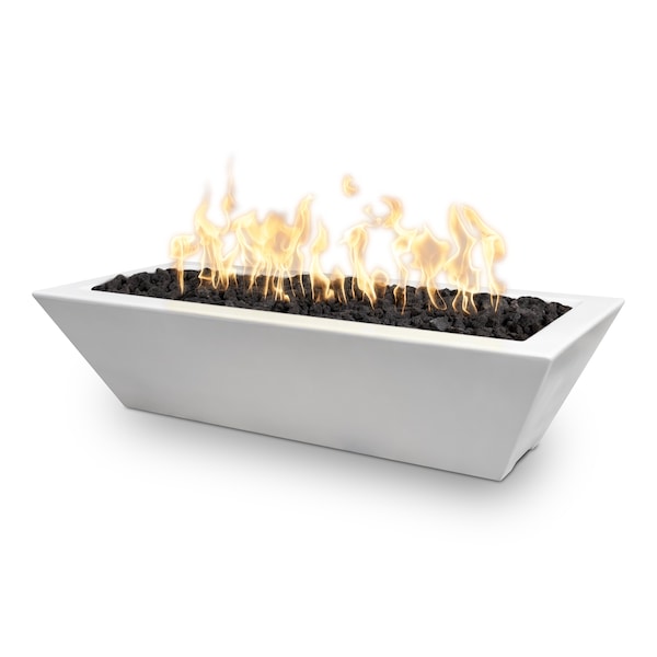 The Outdoor Plus 50 Rectangular Linear Maya Fire Bowl, GFRC Concrete, Ash, Liquid Propane - OPT-6020MFOE12V-ASH-LP