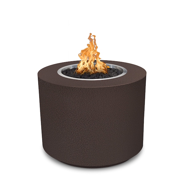 The Outdoor Plus 30 Round Beverly Fire Pit, Powder Coated Metal, Silver Vein, Play Electronic Ignition, Liquid Propane - OPT-30PCBEKIT-SLV-LP