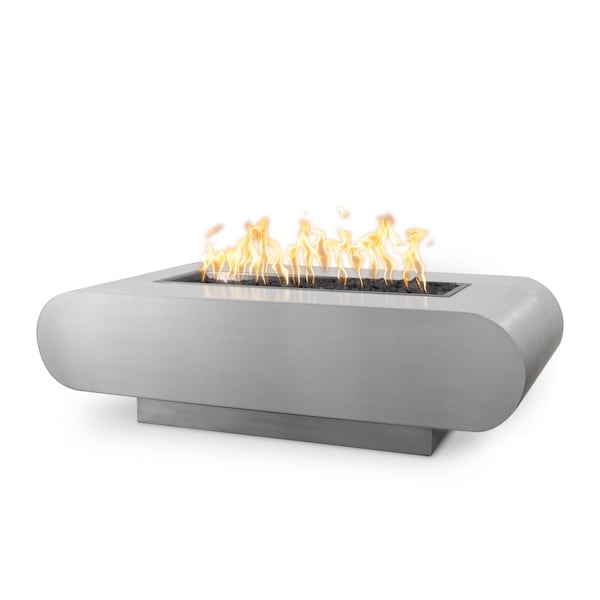 The Outdoor Plus 96 Rectangular La Jolla Fire Pit - Stainless Steel - Match Lit with Flame Sense - Liquid Propane - OPT-LAJSS96FSML-LP