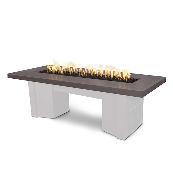The Outdoor Plus 78 Alameda Fire Table Smooth Concrete, Chestnut Concrete Top, White Powder Coat Base, Liquid Propane - OPT-ALMGFRC78FSEN-CST-WHT-LP