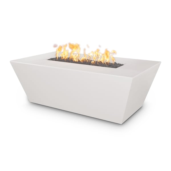 The Outdoor Plus 60 Rectangular Angelus Fire Pit, GFRC Concrete, White, Plug & Play Electronic Ignition, Natural Gas - OPT-AGLGF60EKIT-LIM-NG