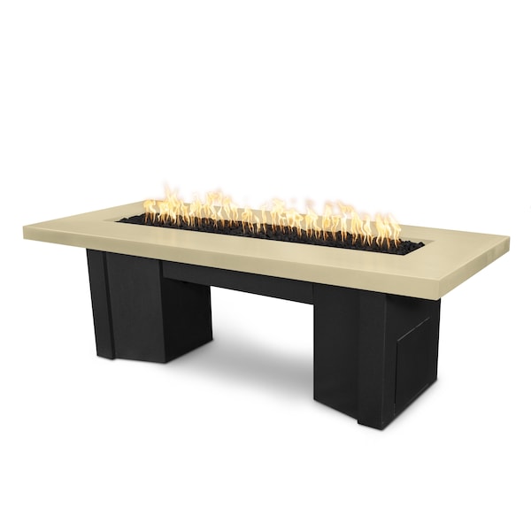The Outdoor Plus 78 Alameda Fire Table Smooth Concrete, 110V Play Electronic Ignition, Vanilla Concrete Top, Nat. Gas - OPT-ALMGFRC78EKIT-VAN-BLK-NG