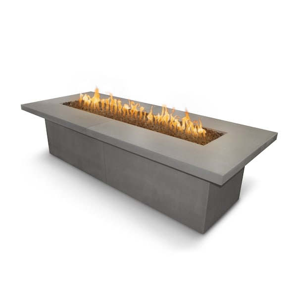 The Outdoor Plus 120 Rectangular Newport Fire Table, GFRC Concrete, Spark Ignition w/Flame Sense, Liq. Propane - OPT-NPTT120FSEN-NGY-LP