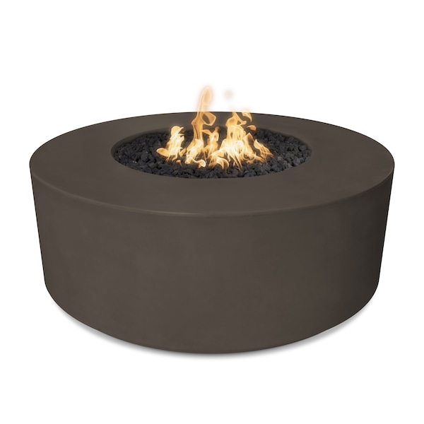 The Outdoor Plus 54 Round Florence Fire Pit, GFRC Concrete, Chocolate, Spark Ignition with Flame Sense, Liquid Propane - OPT-FL54FSEN-CHC-LP