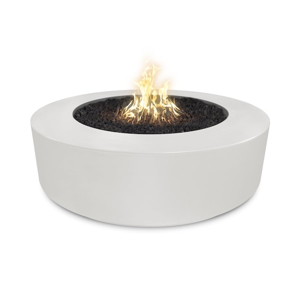 The Outdoor Plus 72 Round Florence Fire Pit, GFRC Concrete, White, Plug & Play Electronic Ignition, Liquid Propane - OPT-FL72EKIT-LIM-LP