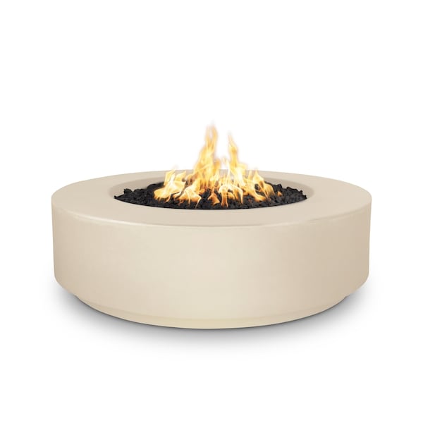 The Outdoor Plus 42 Round Florence Fire Pit - GFRC Concrete - Vanilla - Match Lit - Natural Gas - OPT-FL4224-VAN-NG