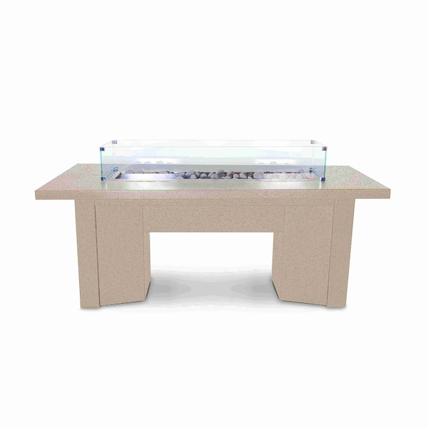 The Outdoor Plus 78 Rectangular Alameda Fire Table - Powder Coated Metal - Pewter - Match Lit - Liquid Propane - OPT-ALMPC78-PEW-LP