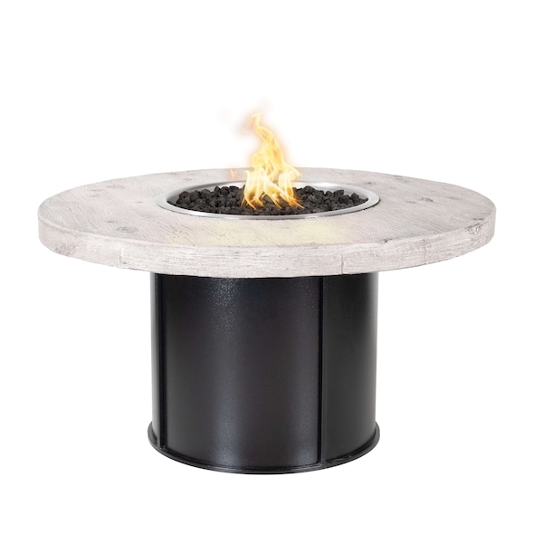 The Outdoor Plus Fresno Wood Grain and Steel Fire Pit 43, Ebony Concrete Top, Black Powder Coat Base, Liquid Propane - OPT-FRS43FSEN-EBN-BLK-LP