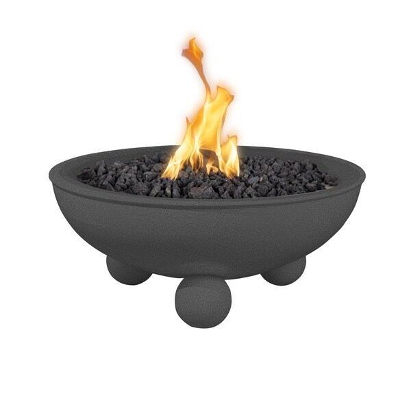 The Outdoor Plus 36 Round Sedona Fire Bowl - Powder Coated Metal - Silver Vein - Match Lit - Natural Gas - OPT-36RPCRLFO-SLV-NG