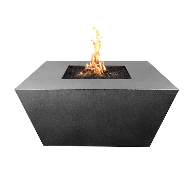 The Outdoor Plus 48 Square Redan Fire Pit, Powder Coated Metal, Silver Vein, Match Lit with Flame Sense, Natural Gas - OPT-SQPC48FSML-SLV-NG