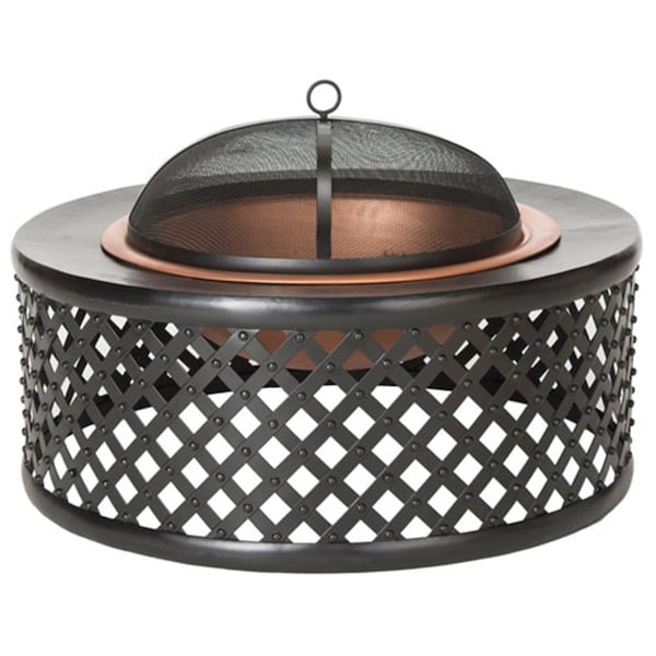 Safavieh 15 x 32 x 32 in. Jamaica Fire Pit; Copper & Black - PIT1007A