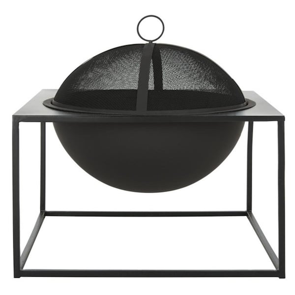 Safavieh 23.25 x 25 x 25 in. Leros Square Fire Pit; Black - PIT2002A