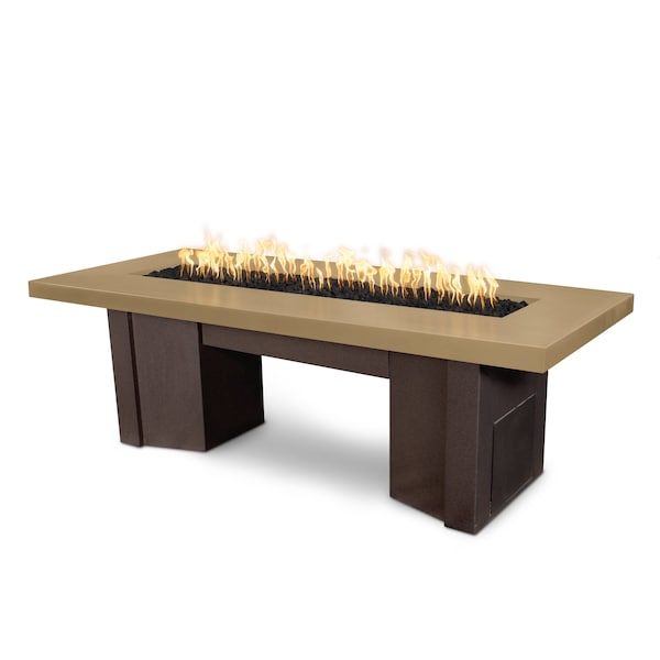 The Outdoor Plus 78 Alameda Fire Table Smooth Concrete, 12V Electronic Ignition, Brown Concrete Top, Liq. Propane - OPT-ALMGFRC78E12V-BRN-JAV-LP