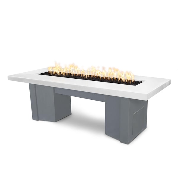 The Outdoor Plus 78 Alameda Fire Table Smooth Concrete, White Limestone Concrete Top, Liquid Propane - OPT-ALMGFRC78FSEN-LIM-GRY-LP