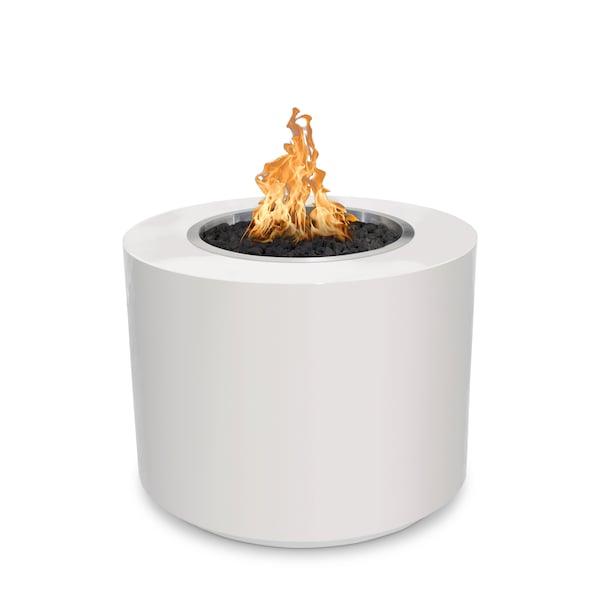 The Outdoor Plus 36 Round Beverly Fire Pit - Powder Coated Metal - White - Match Lit - Liquid Propane - OPT-36PCB-WHT-LP