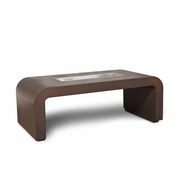 The Outdoor Plus 84 Rectangular Calabasas Fire Table - Powder Coated Metal - Silver Vein - Natural Gas - OPT-CLBPC84-SLV-NG