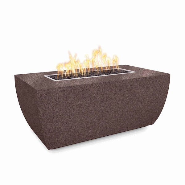 The Outdoor Plus 48 Rectangular Avalon Fire Pit, Powder Coated Metal, Spark Ignition w/Flame Sense, Nat. Gas - OPT-AVLPC4824FSEN-CPV-NG
