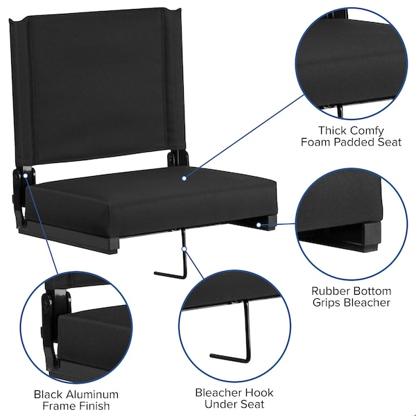 Flash Furniture Stadium Chair, Black - XU-STA-BK-GG