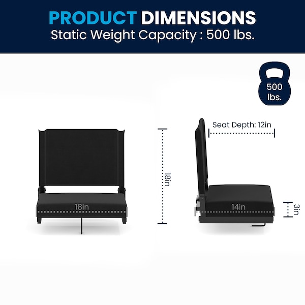 Flash Furniture Stadium Chair, Black - XU-STA-BK-GG