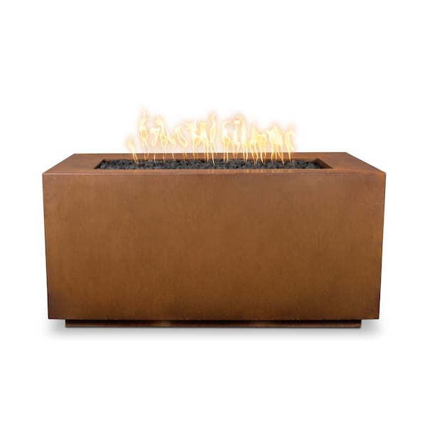 The Outdoor Plus 84 Rectangular Pismo Fire Pit - Corten Steel - Plug & Play Electronic Ignition - Natural Gas - OPT-R8424CSEKIT-NG