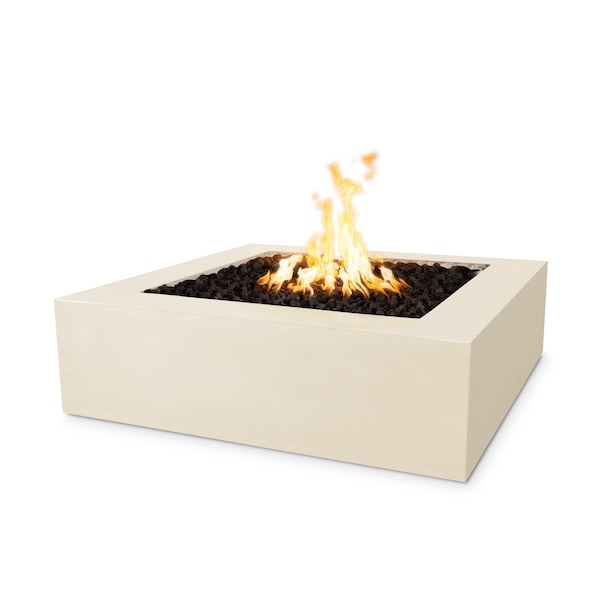 The Outdoor Plus 42 Square Quad Fire Pit - GFRC Concrete - Vanilla - Match Lit - Natural Gas - OPT-QD42-VAN-NG