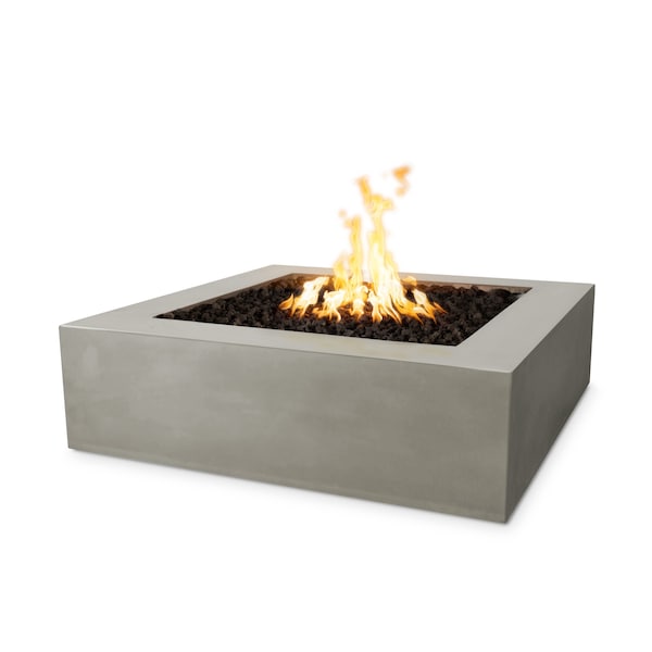 The Outdoor Plus 42 Square Quad Fire Pit - GFRC Concrete - Ash - Low Voltage Electronic Ignition - Natural Gas - OPT-QD42EKIT-ASH-NG