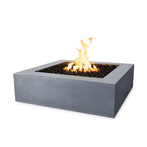 The Outdoor Plus 42 Square Quad Fire Pit - GFRC Concrete - Gray - Low Voltage Electronic Ignition - Liquid Propane - OPT-QD42E12V-GRY-LP