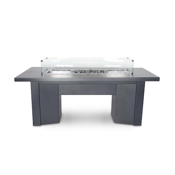 The Outdoor Plus 78 Rectangular Alameda Fire Table, Powder Coated Metal, Gray, Natural Gas - OPT-ALMPC78E12V-GRY-NG