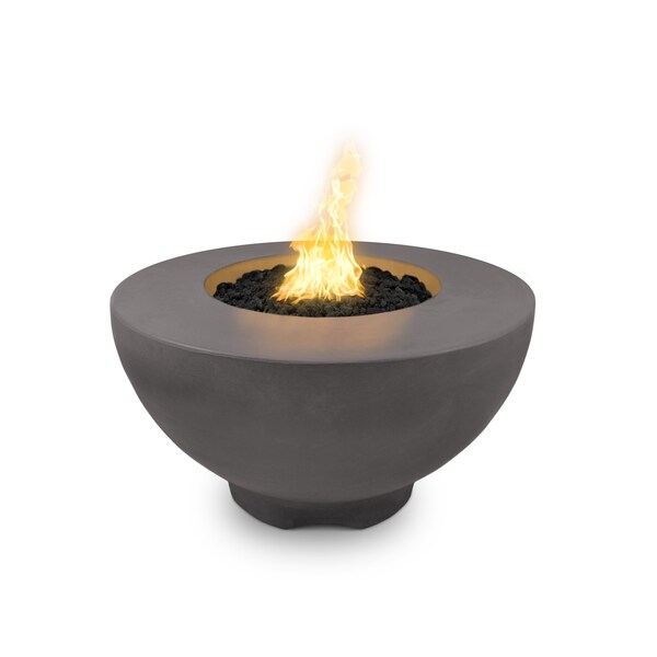 The Outdoor Plus 37 Round Sienna Fire Pit - GFRC Concrete - Chestnut - Plug & Play Electronic Ignition - Natural Gas - OPT-RF37EKIT-CST-NG