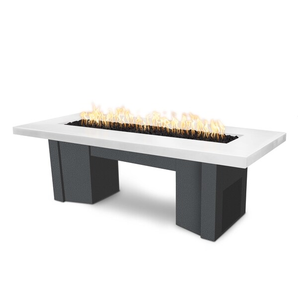 The Outdoor Plus 78 Alameda Fire Table Smooth Concrete, Match Lit, White Limestone Concrete Top, Natural Gas - OPT-ALMGFRC78-LIM-SLV-NG