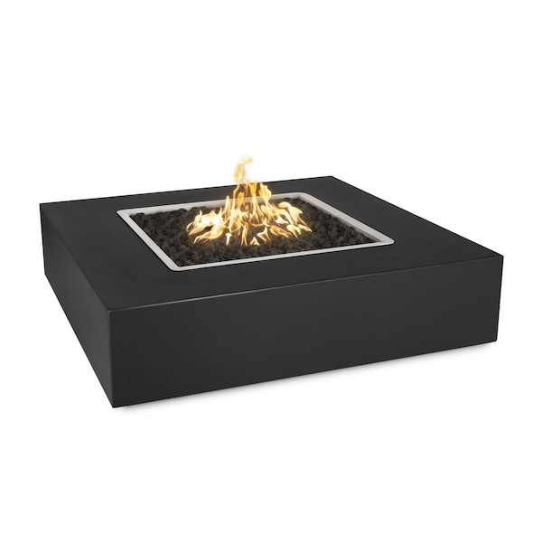 The Outdoor Plus 42 Square Quad Fire Pit, Powder Coated Metal, Black, Plug & Play Electronic Ignition, Natural Gas - OPT-QDPC42EKIT-BLK-NG