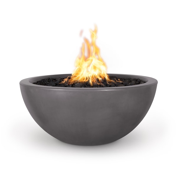 The Outdoor Plus 30 Round Luna Fire Bowl - GFRC Concrete - Chestnut - Match Lit - Natural Gas - OPT-LUNFO30-CST-NG