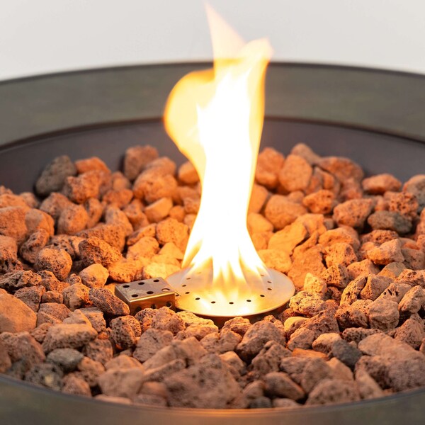 Deko Living Round Outdoor Propane Gas Fire Pit Table 8,000 BTU, Lava Rock Filler - COB10009