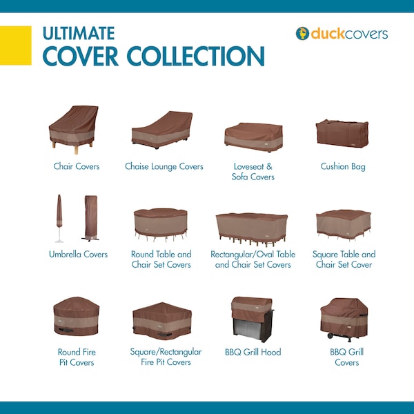 Duck Covers Ultimate Mocha Patio Square Fire Pit Cover, 50"L x 50"W x 24"H - UFPS5050