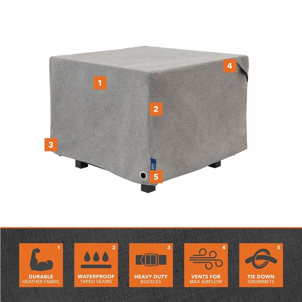 Modern Leisure Garrison Square Fire Pit Table Cover, Waterproof, 32 in. Square x 22 in. H, Granite - 3107
