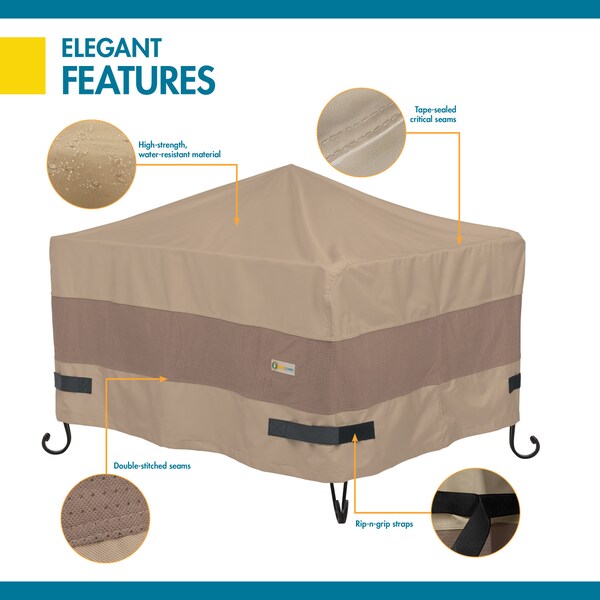 Duck Covers Elegant Swiss Coffee Patio Square Fire Pit Cover, 50"x50"x24" - LFPS5050