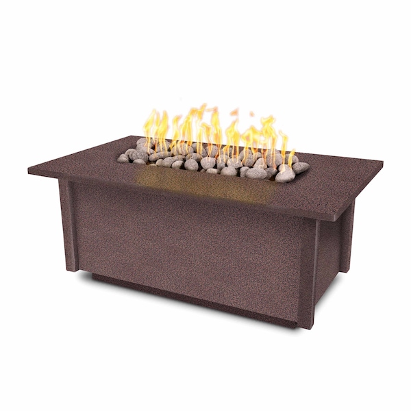 The Outdoor Plus 60 Rectangular Salinas Fire Table, Powder Coated Metal, Spark Ignition w/Flame Sense, Liq. Propane - OPT-SALPC60FSEN-CPV-LP