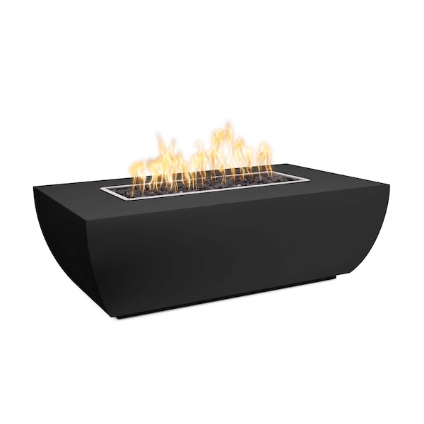 The Outdoor Plus 84 Rectangular Avalon Fire Pit, Powder Coated Metal, Black, Liquid Propane - OPT-AVLPC8415E12V-BLK-LP